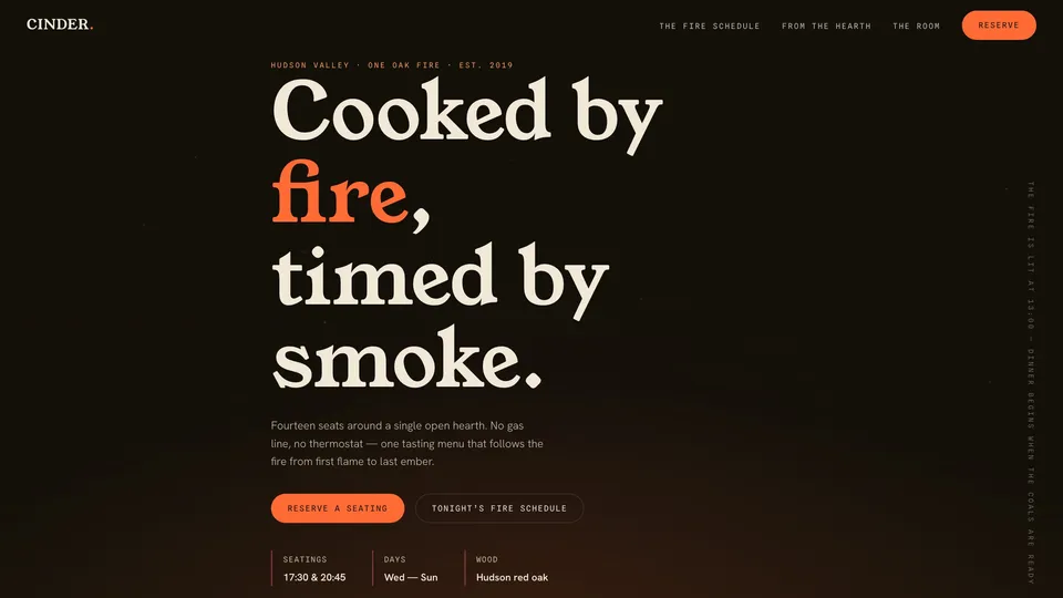 Homepage of CINDER — Restaurant