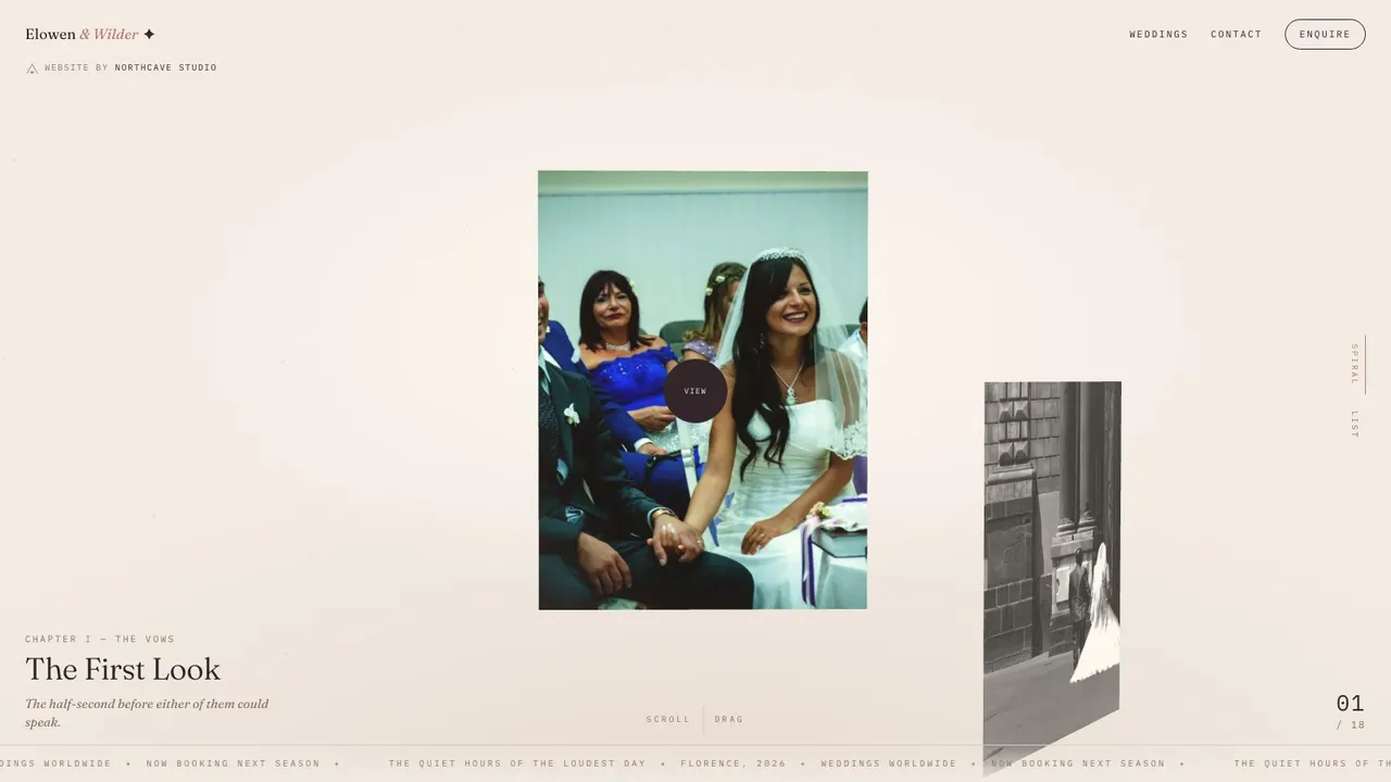 A section further down the ELOWEN & WILDER photography website on a desktop screen