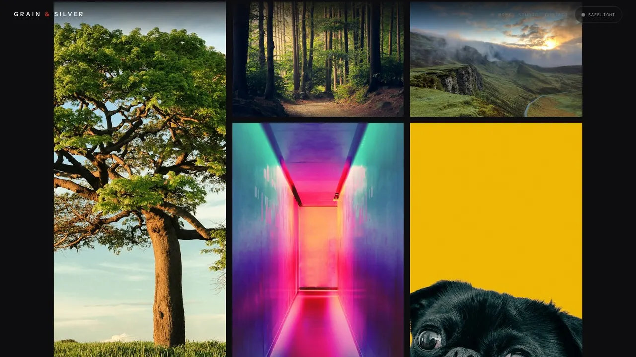 A section further down the GRAIN & SILVER photography website on a desktop screen