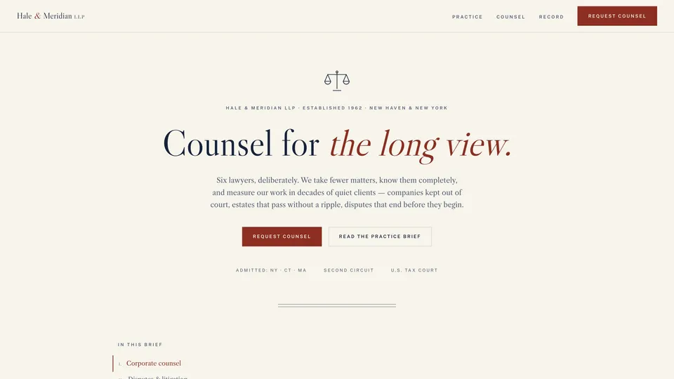 Homepage of HALE & MERIDIAN — Legal