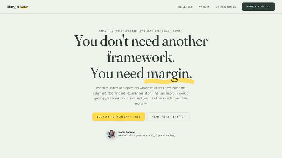 Homepage of MARGIN NOTES — Coaching