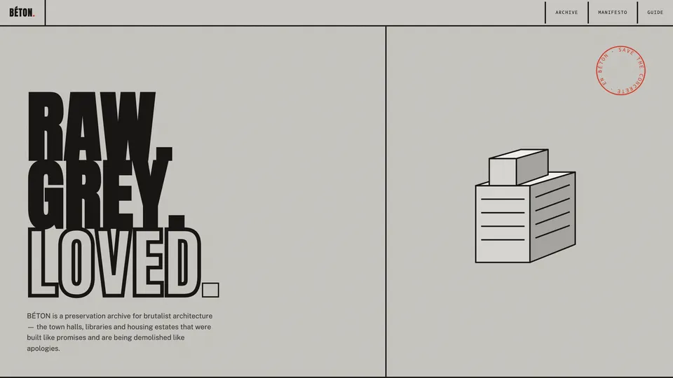 Homepage of the BÉTON template