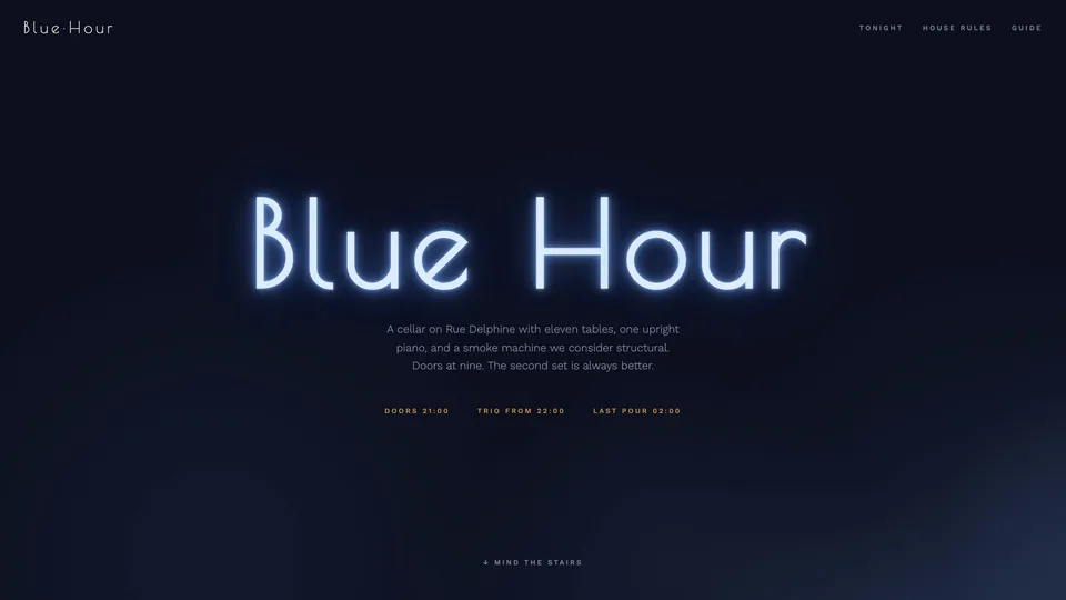 Homepage of the BLUE HOUR template