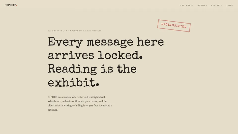 Homepage of the CIPHER template