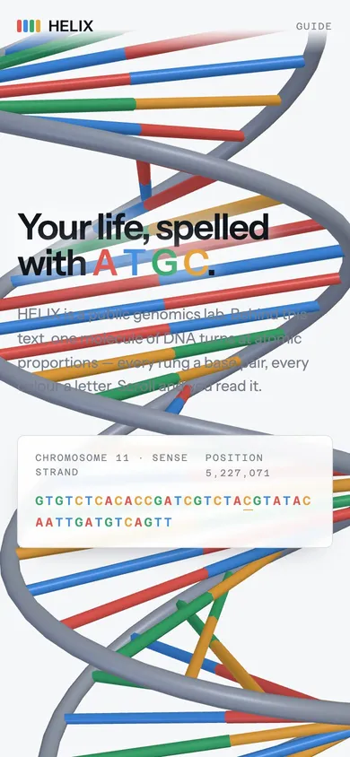 The HELIX public genomics lab website concept on a phone