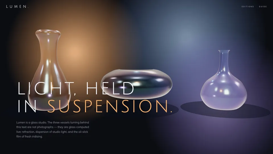 Homepage of the LUMEN template