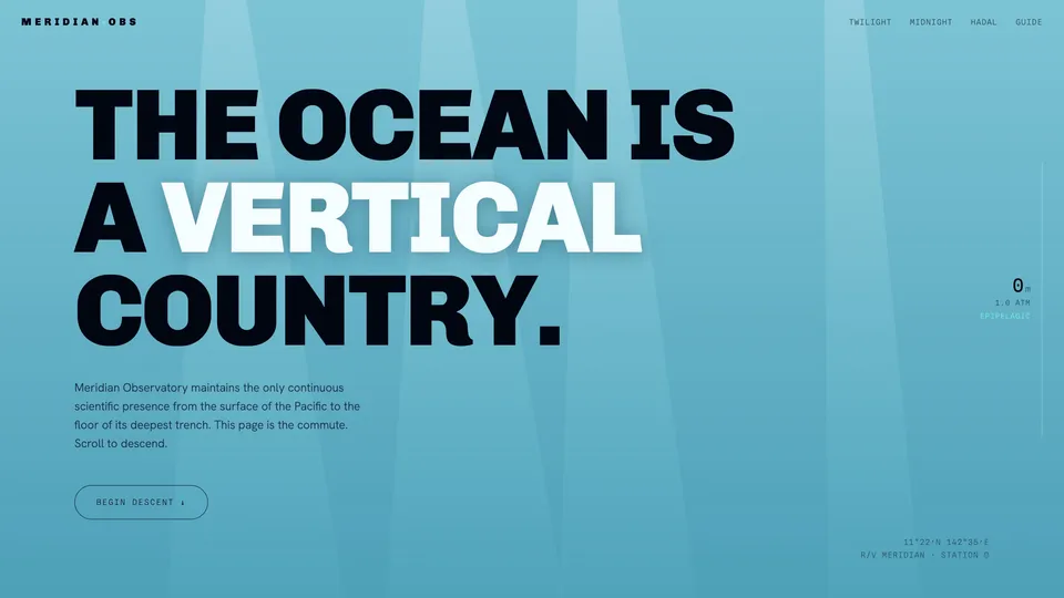 Homepage of the MERIDIAN template