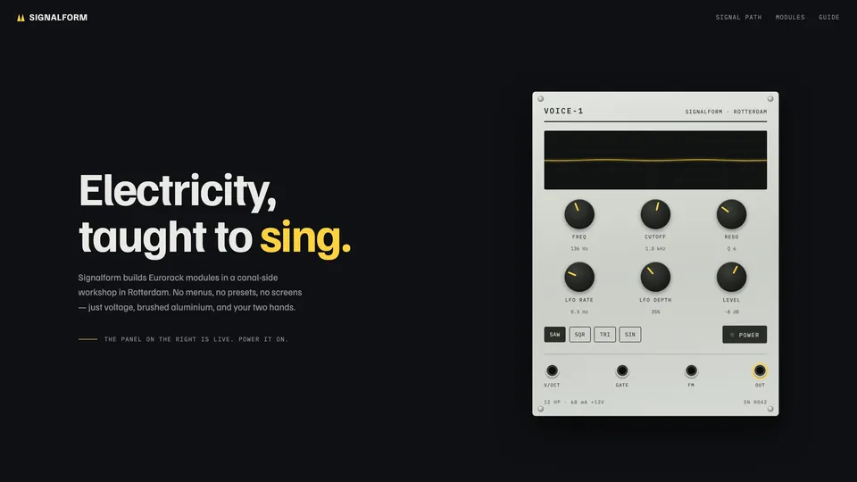 Homepage of the SIGNALFORM template